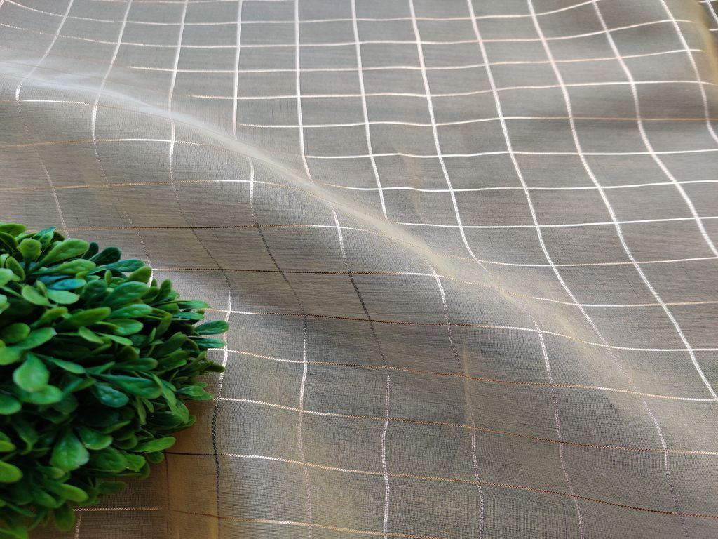 Yellow golden weaved checks organza