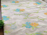 Beige Multicolour Cross Stitch Flowers Embroidered Chanderi Fabric