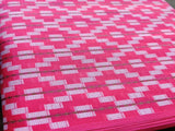 Bright Pink Geometric Self Pattern Ikat Cotton Fabric