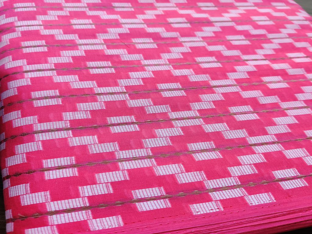 Bright Pink Geometric Self Pattern Ikat Cotton Fabric