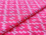 Bright Pink Geometric Self Pattern Ikat Cotton Fabric