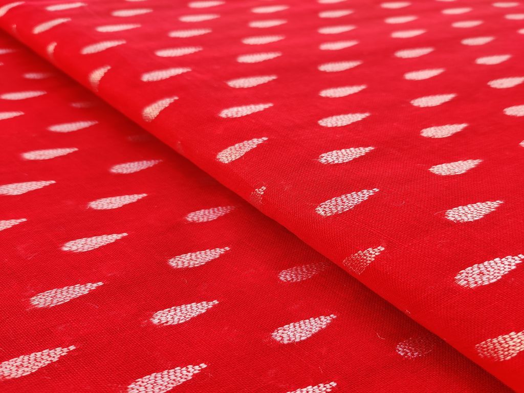 Red Beige Geometric Weaved Cotton Fabric