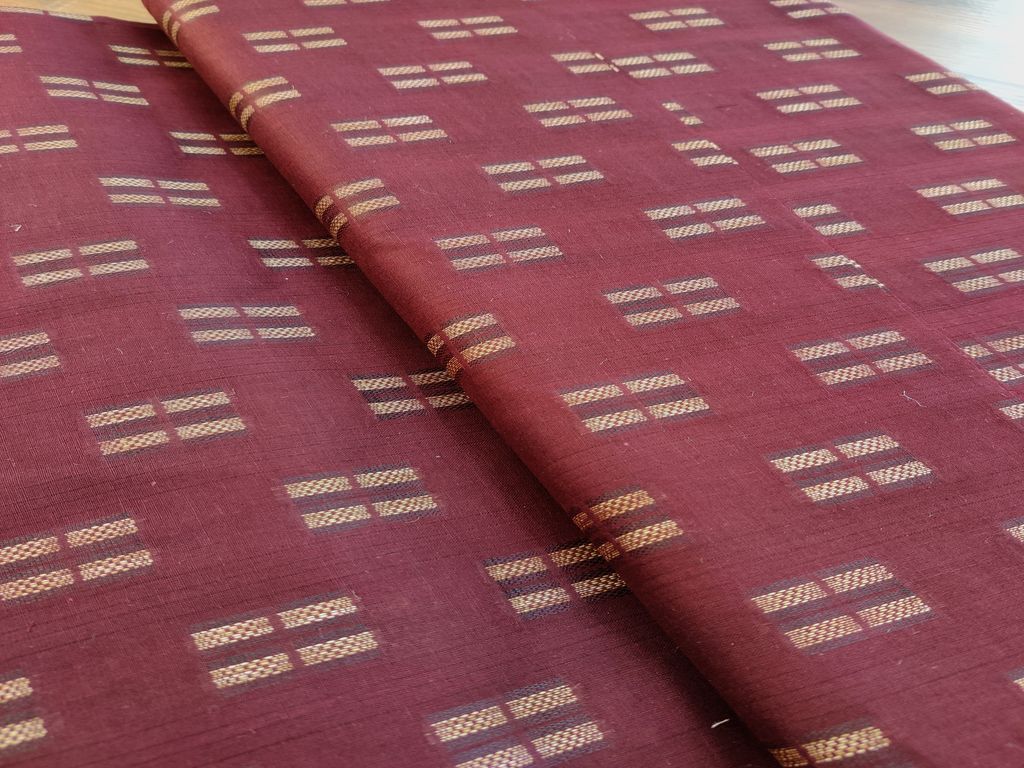 Maroon Self Geometric Cotton Fabric