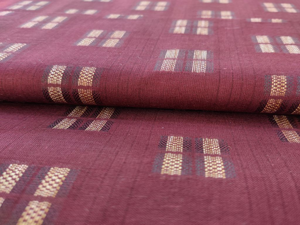 Maroon Self Geometric Cotton Fabric