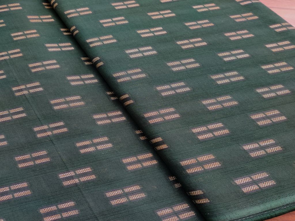 Bottle Green Abstract Cotton Fabric