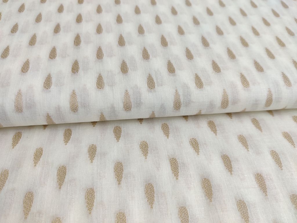 White Geometric Weaved Cotton Fabric