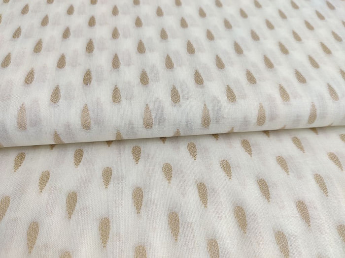 White Geometric Weaved Cotton Fabric
