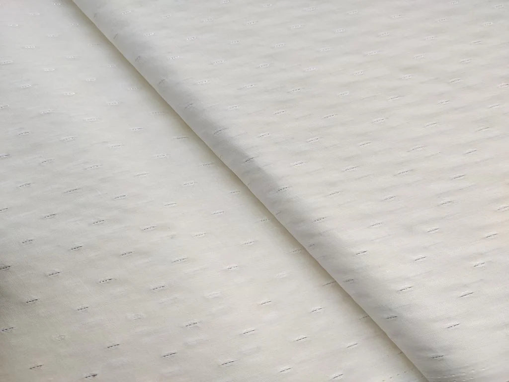 Off White Silver Self Weaved Motifs Cotton Fabric