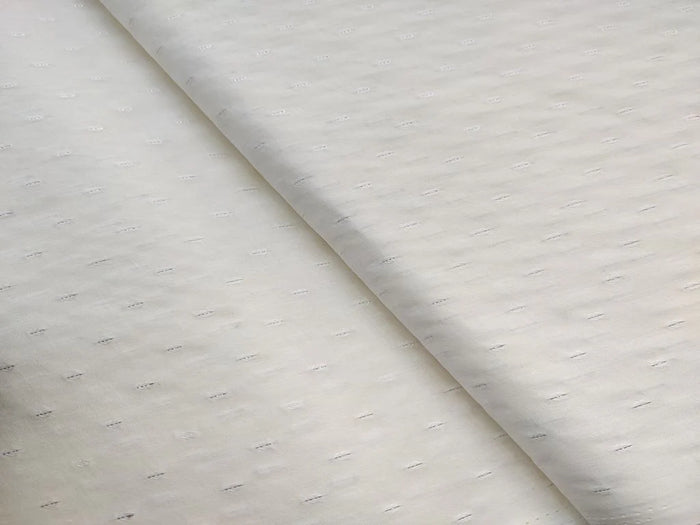 Off White Silver Self Weaved Motifs Cotton Fabric