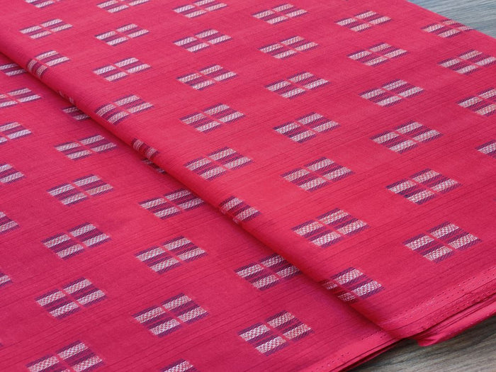 Maroon Geometric Golden Weave Cotton Fabric