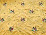Yellow Flowers Sequins and Thread Work Embroidered Taffeta Silk Fabric