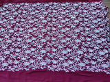 Maroon White Flowers Chikankari Embroidered Georgette Fabric
