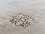 Beige Sequins Floral Motifs Embroidered Chanderi Fabric