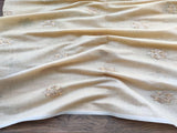 Beige Sequins Floral Motifs Embroidered Chanderi Fabric