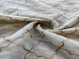 Off White Geometric Sequins Embroidered Chanderi Fabric