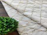 Off White Geometric Sequins Embroidered Chanderi Fabric