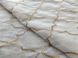 Off White Geometric Sequins Embroidered Chanderi Fabric