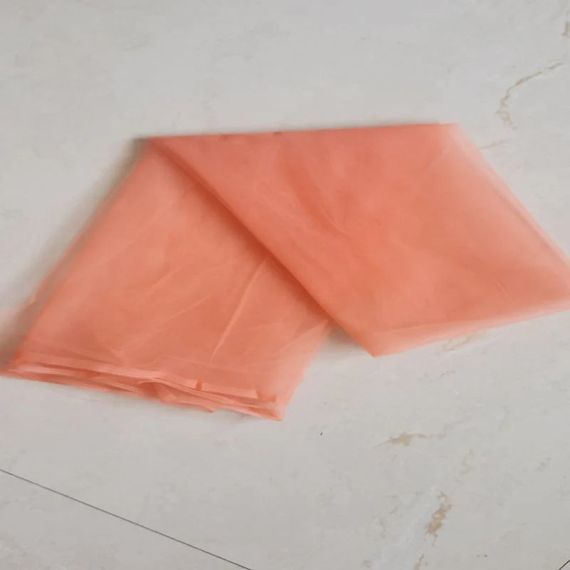 Saffron Orange Plain Mono Net Fabric