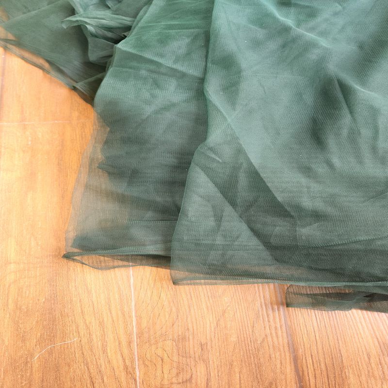 Bottle Green Plain Mono Net Fabric