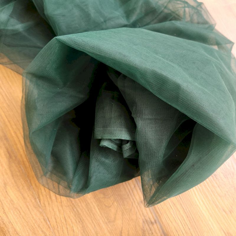 Bottle Green Plain Mono Net Fabric