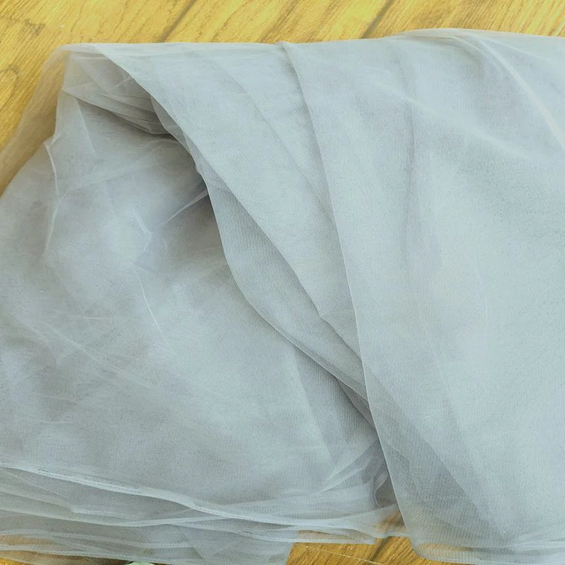Dark Grey Plain Mono Net Fabric
