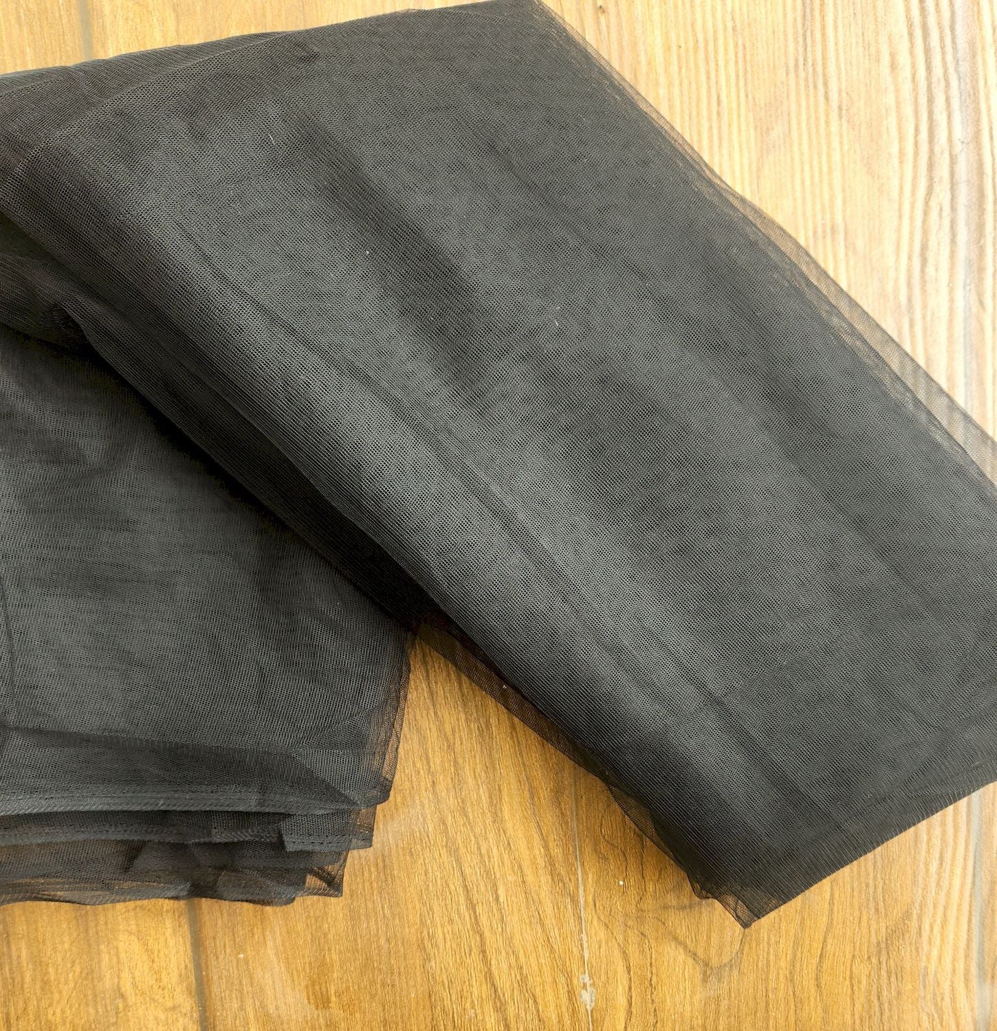 Jet Black Plain Mono Net Fabric