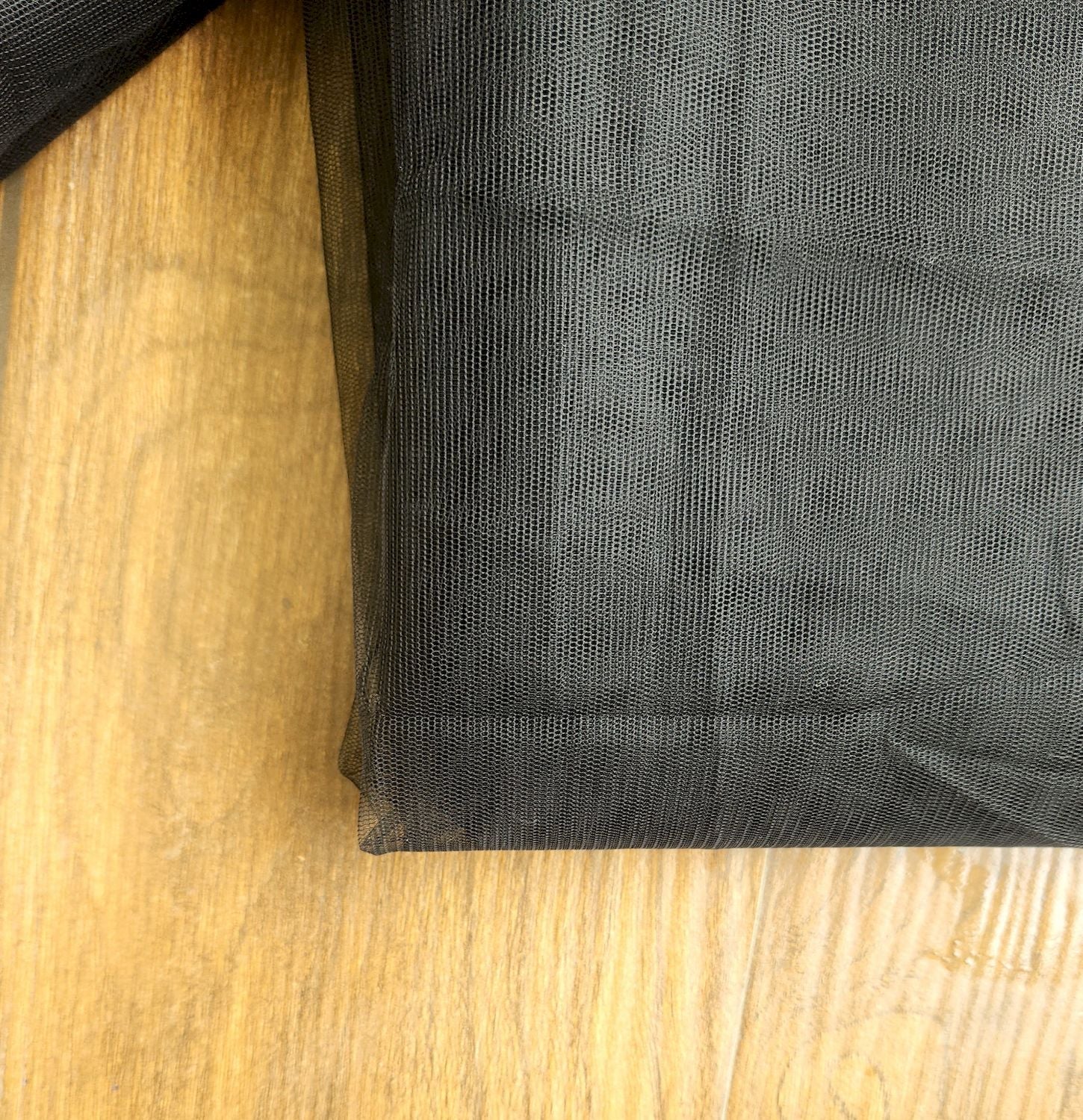 Jet Black Plain Mono Net Fabric
