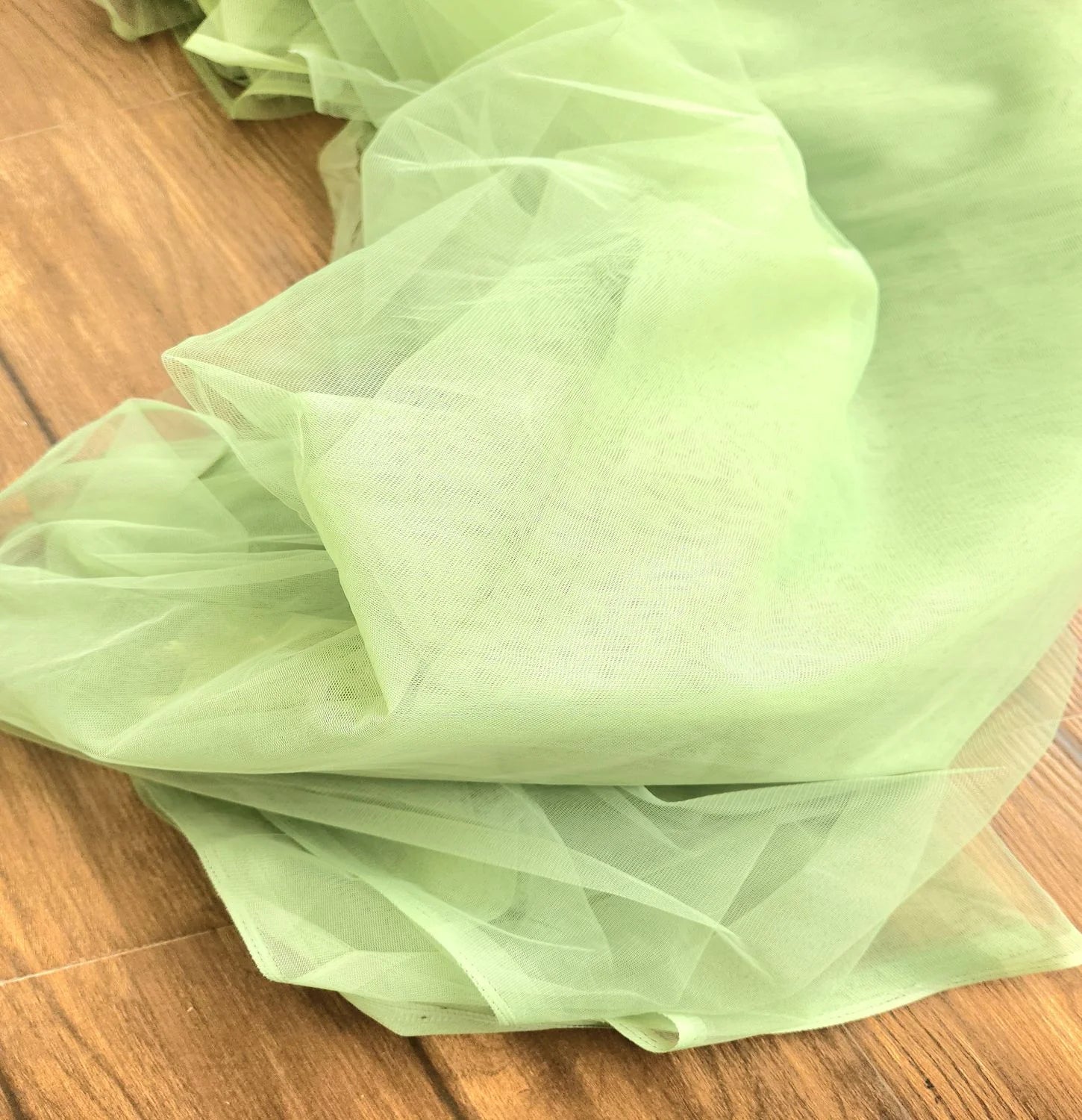 Sage Green Plain Mono Net Fabric