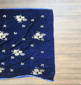 Navy Blue & Golden Floral Sequins Embroidered Velvet Fabric