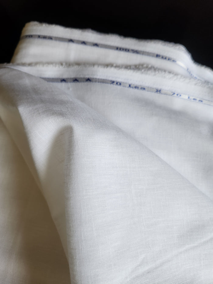 White 100% Pure Cotton Linen Fabric (70 lea)