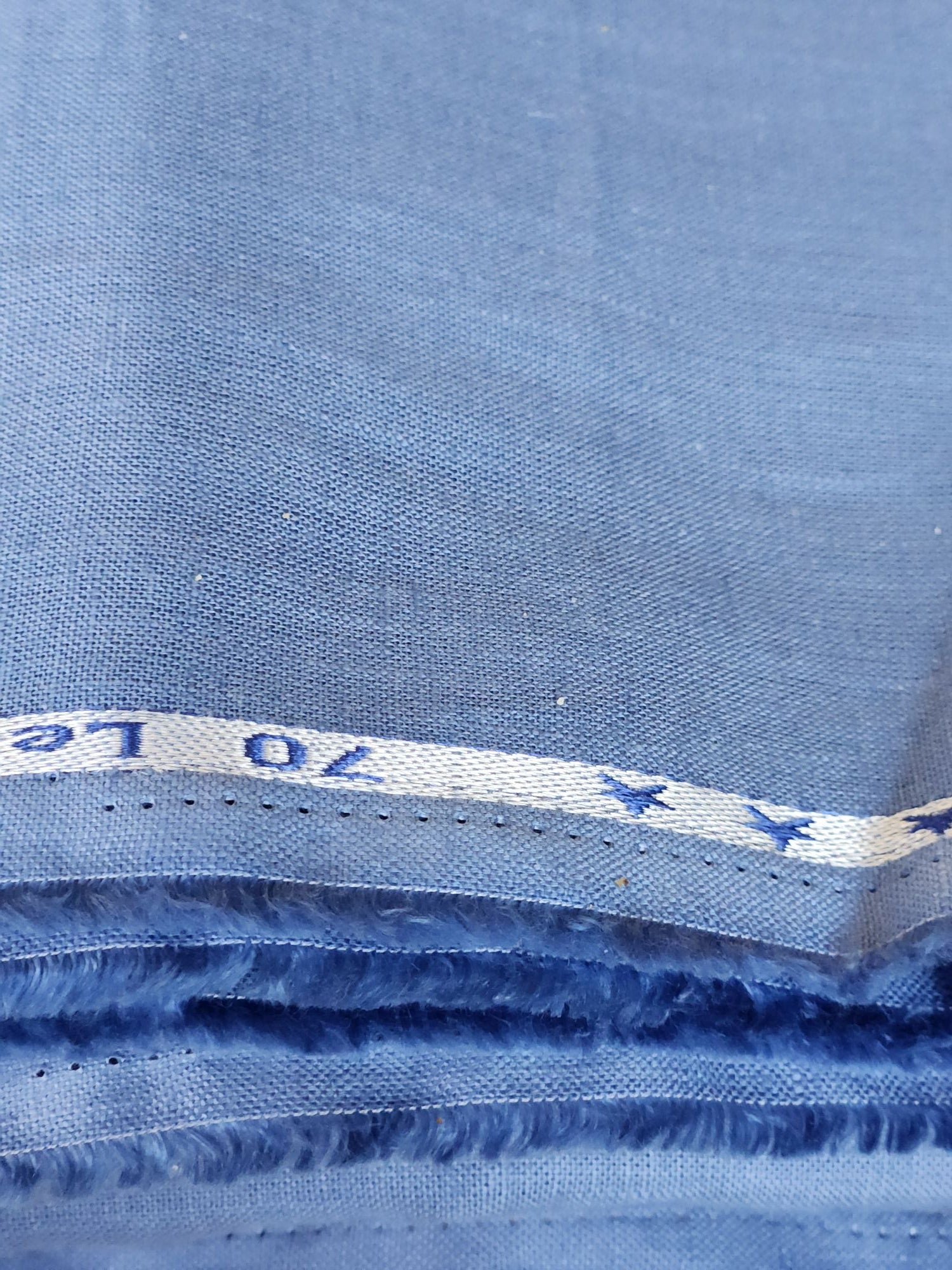Denim Blue Pure Cotton Linen Fabric (70 lea)