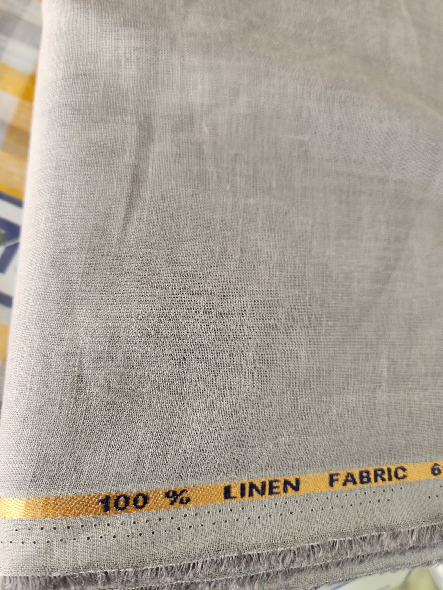 Grey 100% Pure Natural Linen Fabric (0% Cotton)