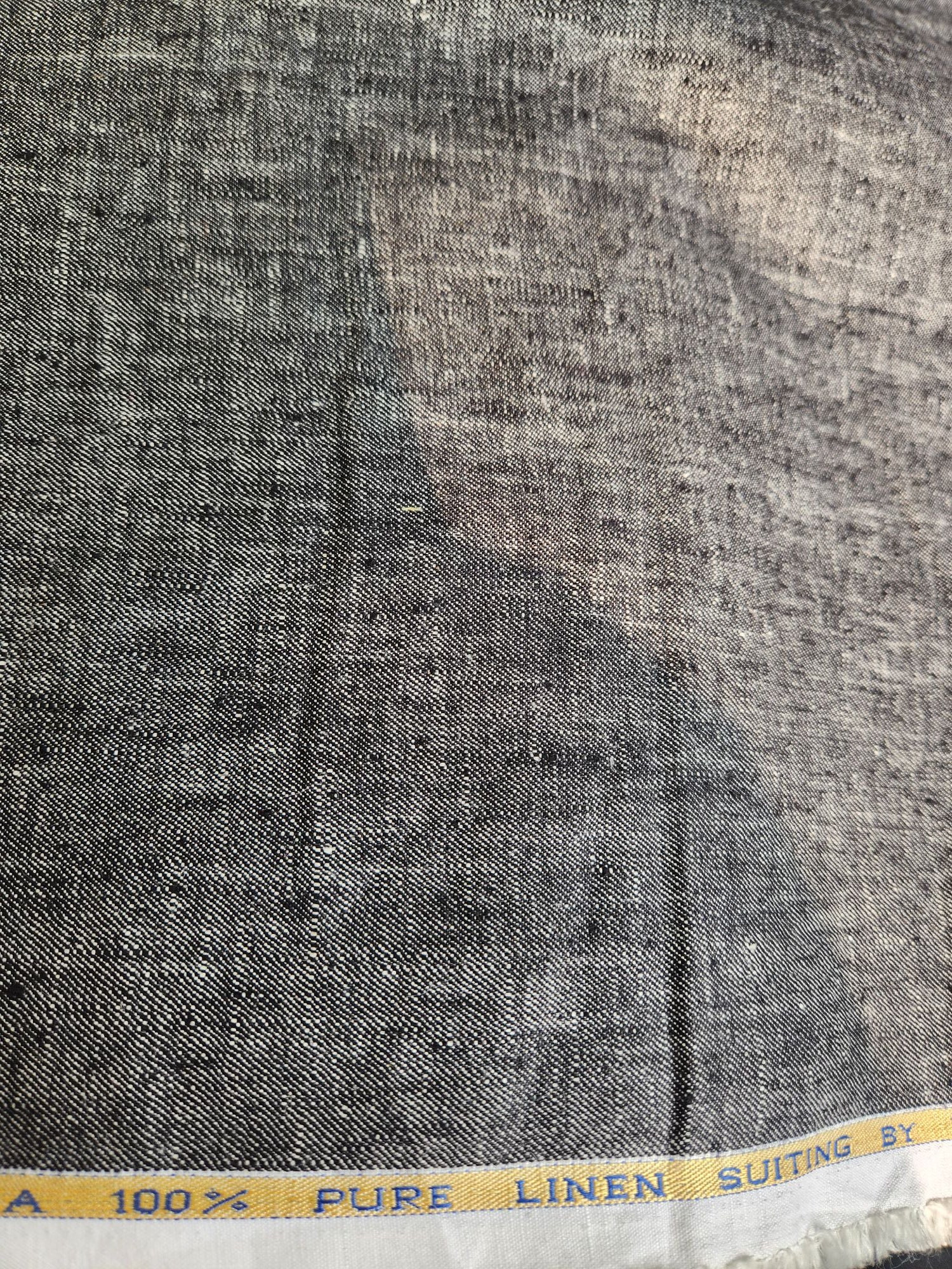 Denim Style Black Pure 100% Pure Linen Fabric for Blazers, Jackets and Pants (44 lea) (0% Cotton)