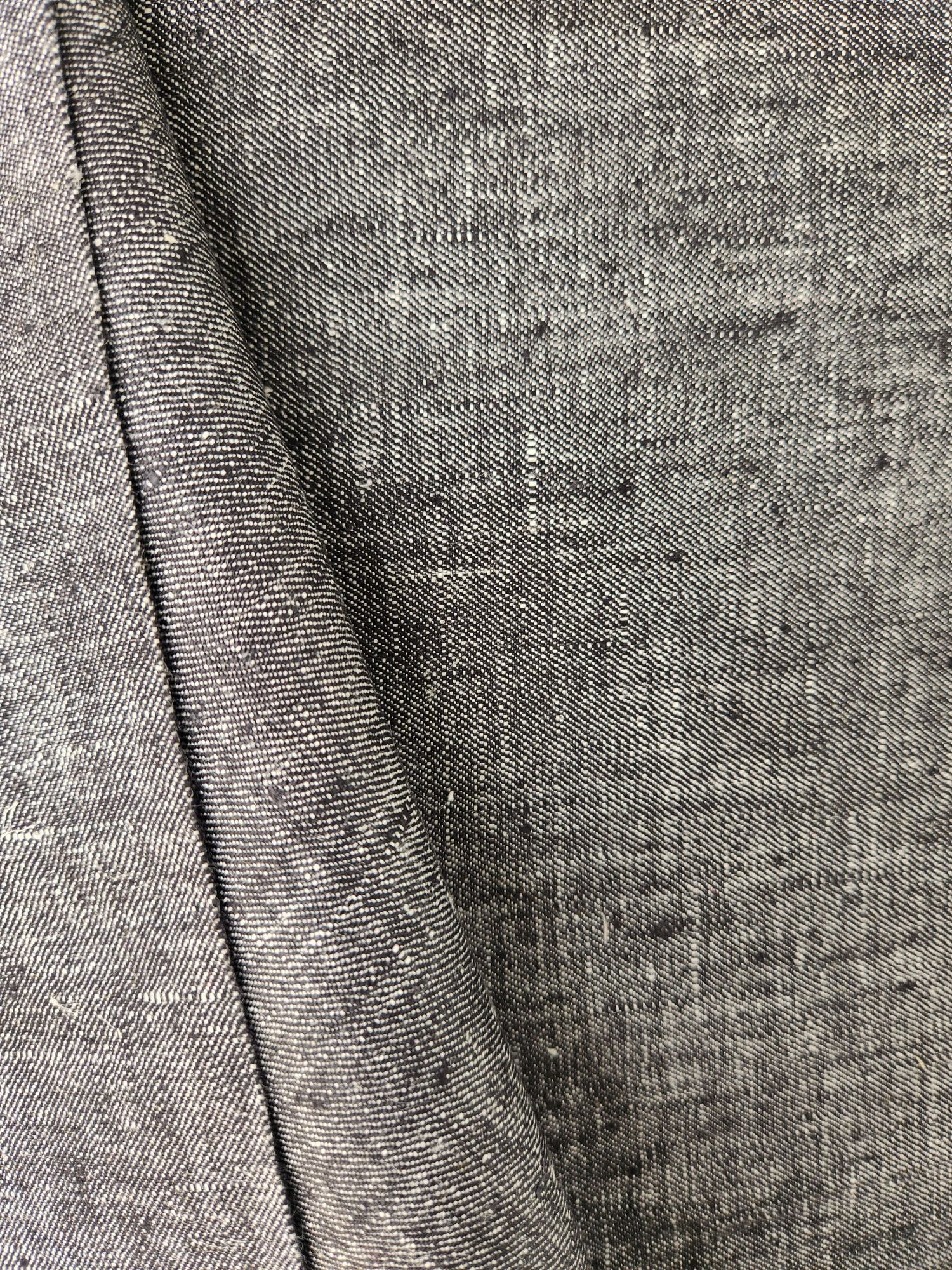 Denim Style Black Pure 100% Pure Linen Fabric for Blazers, Jackets and Pants (44 lea) (0% Cotton)