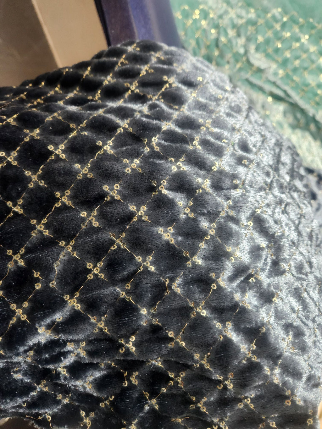 Sequence Jaal Embroidered Grey Velvet Fabric