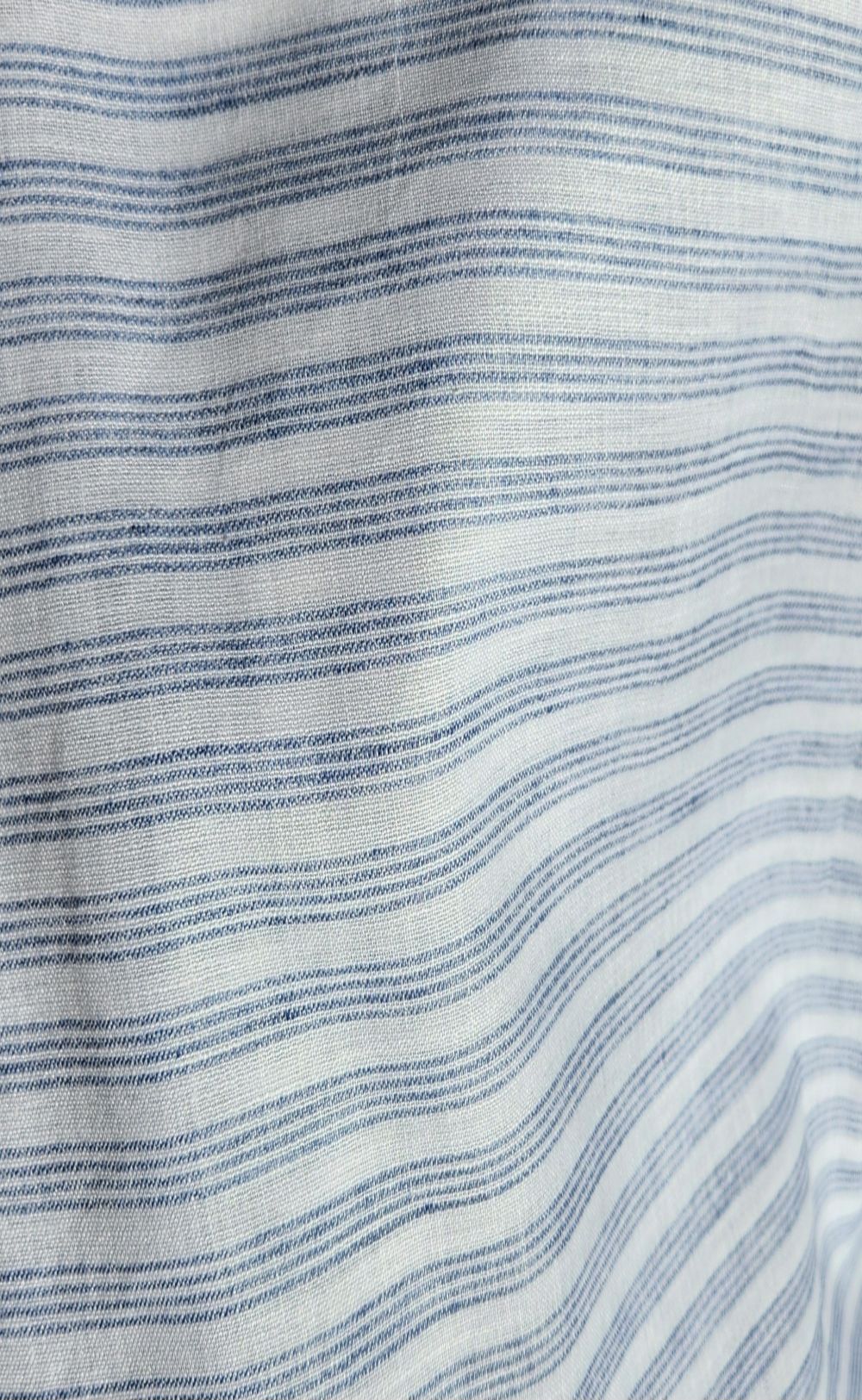 Off-White Cotton Linen Fabric with Blue Stripes (60 lea)