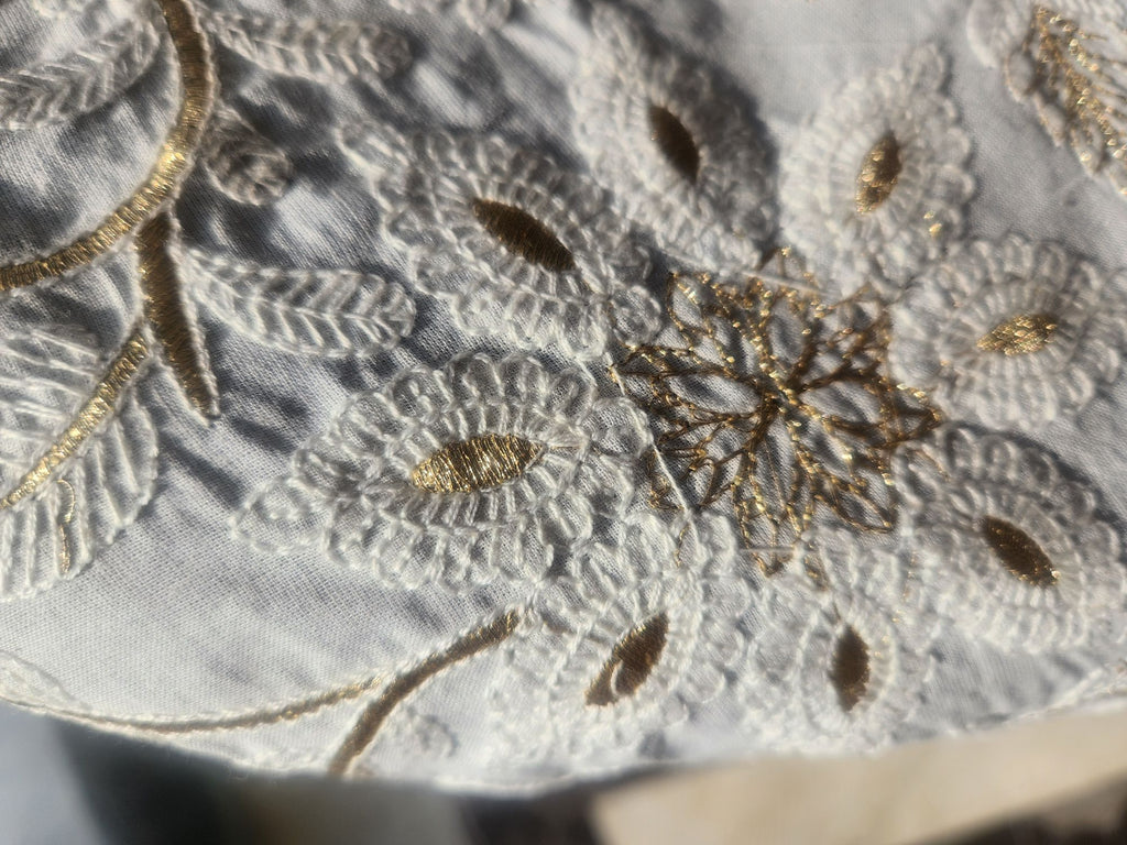 Dyeble Embroidered Khadi Cotton Fabric