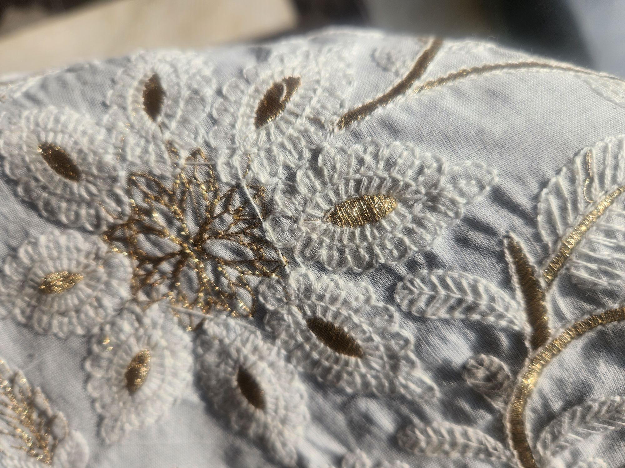 Dyeble Embroidered Khadi Cotton Fabric