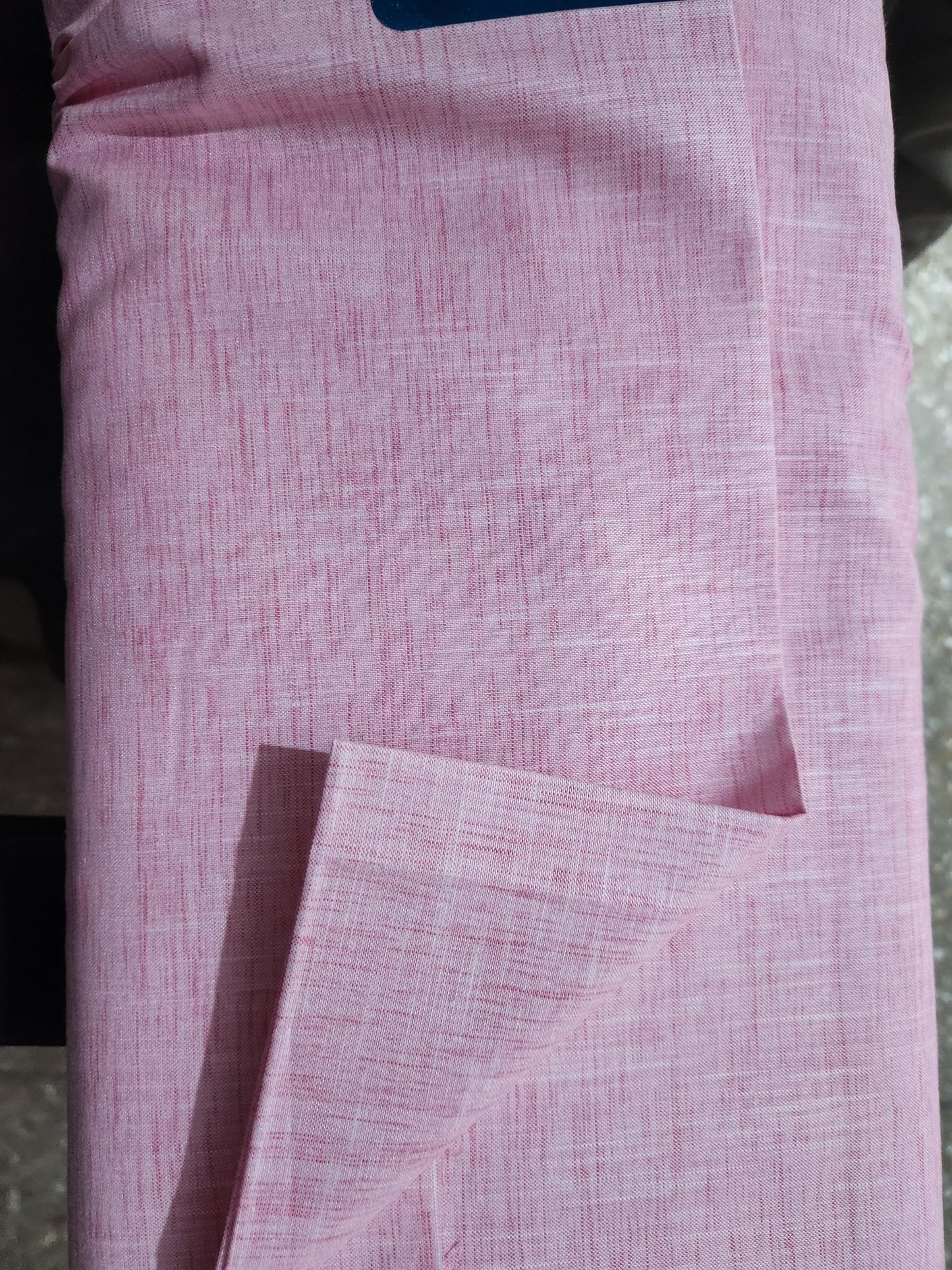 Pink & White two-tone Premium Cotton Linen Fabric (60 lea)