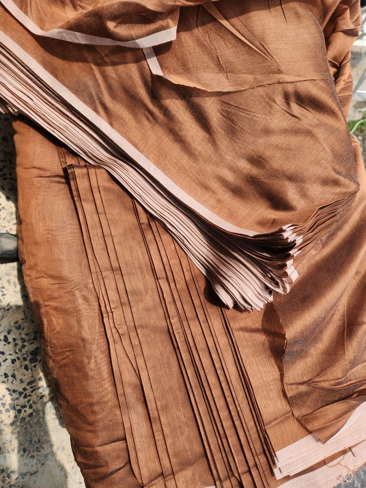 Copper-Brown Plain Chanderi Silk Fabric