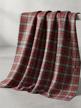 Red Grey Tartan Plaid Spun Poly Fabric