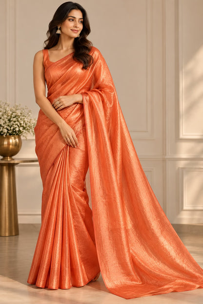 Coral Orange Shimmer Fendi Fabric
