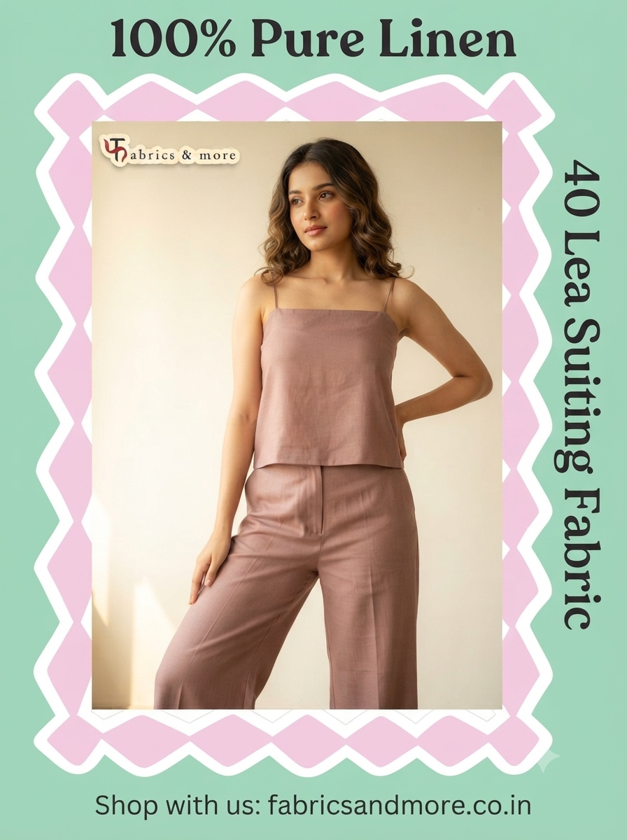 Dusty Rose 100% Pure Linen Fabric for Blazers, Jackets and Pants, 40 Lea - folded fabric detail