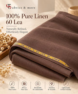 Premium 100% Pure Linen Fabric – 60 Lea | Rich Mocha Brown(No cotton)