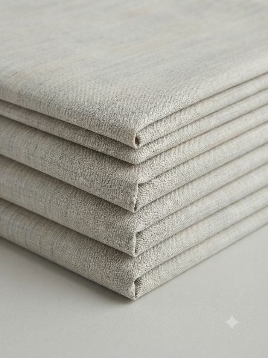 Heather Grey Melange Spun Poly Shirting Fabric – Linen-Look, Lightweight & Easy-Care