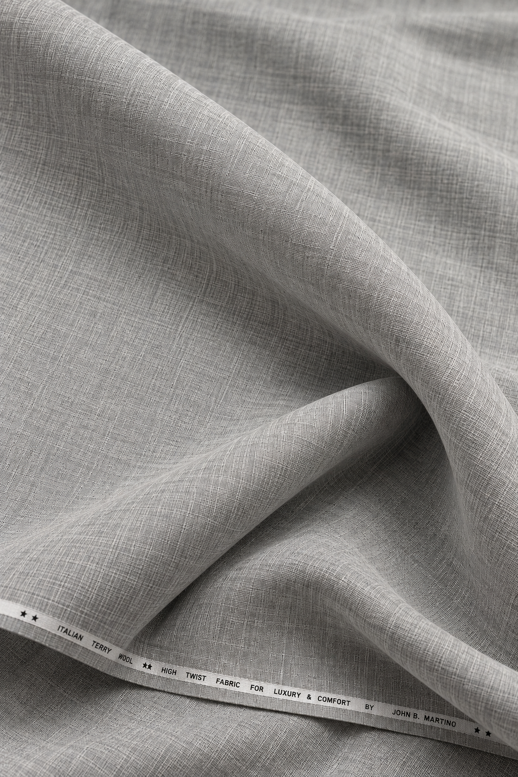 Imported Korean Terry Wool by Johan & Martin – Wrinkle-Free Premium GREY SAGE Suiting Fabric