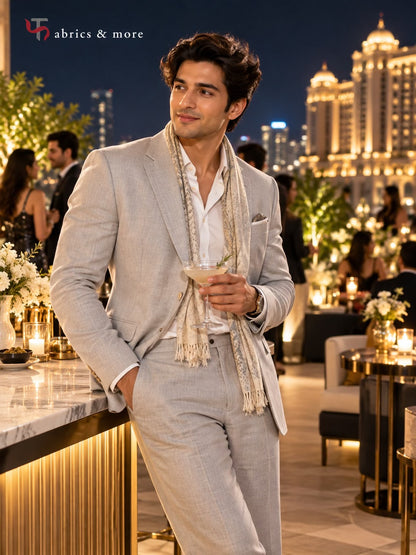 100% Pure Linen Fabric – Premium Cool Grey Linen for Elegant Creations for Blazers, Jackets and Pants (25 Lea) (0% Cotton)