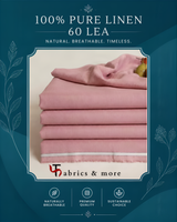 Premium Soft Peach 100%Pure Linen Fabric 60 Lea (0% Cotton)