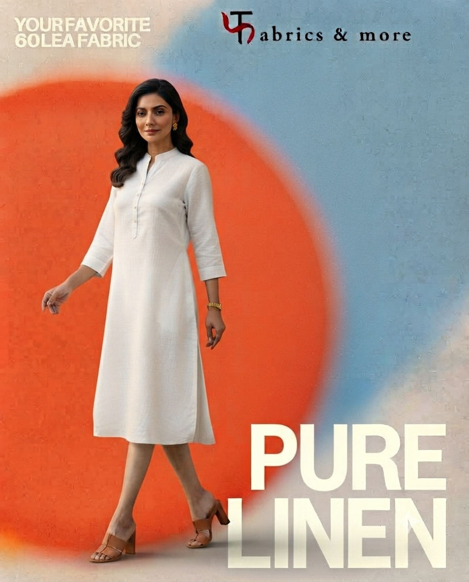 Premium White 100%Pure Linen 60 Lea Fabric (0% Cotton)