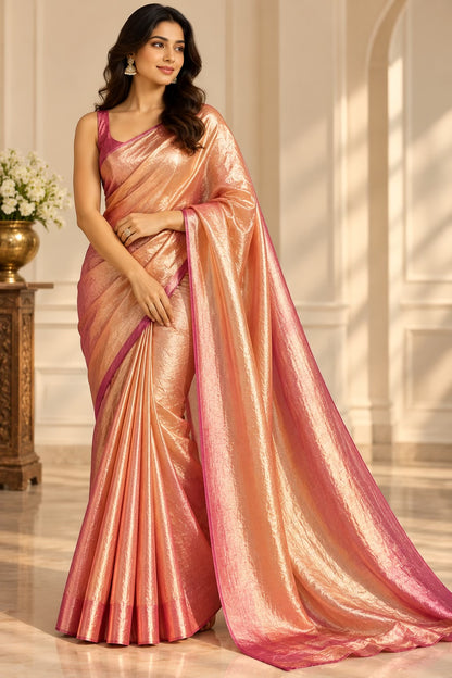 Peach Rose Shimmer Fendi Fabric